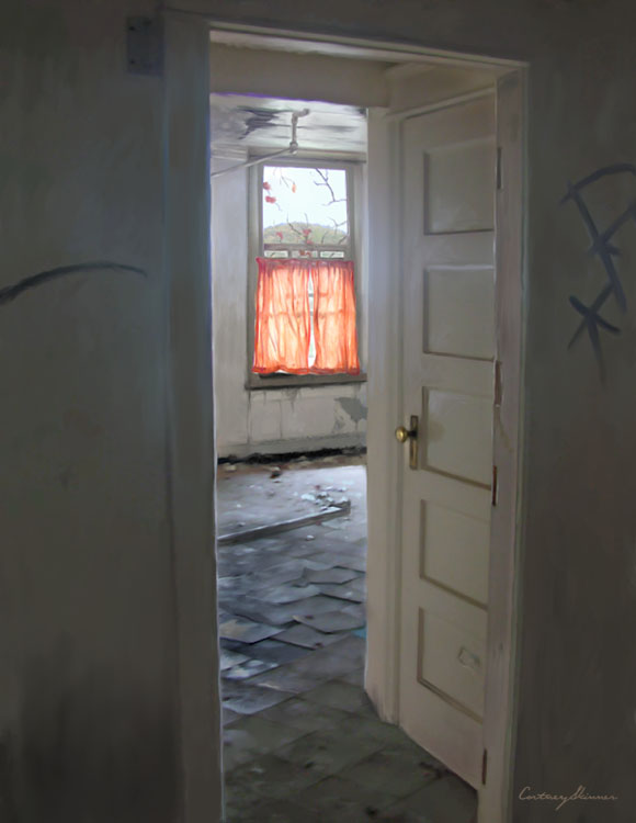 The elements within this cover for "Afraid," Elizabeth Massie's collection of dark fiction, was based on dingy doorways, ragged windows and bleak hallways in a local derelict and deserted mental institution that Beth & I explored with some friends and a little trepidation.